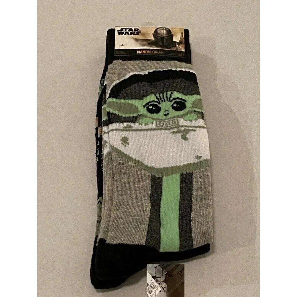 2 Pair STAR WARS Adult Shoe 6-12 Mandalorian Socks‎